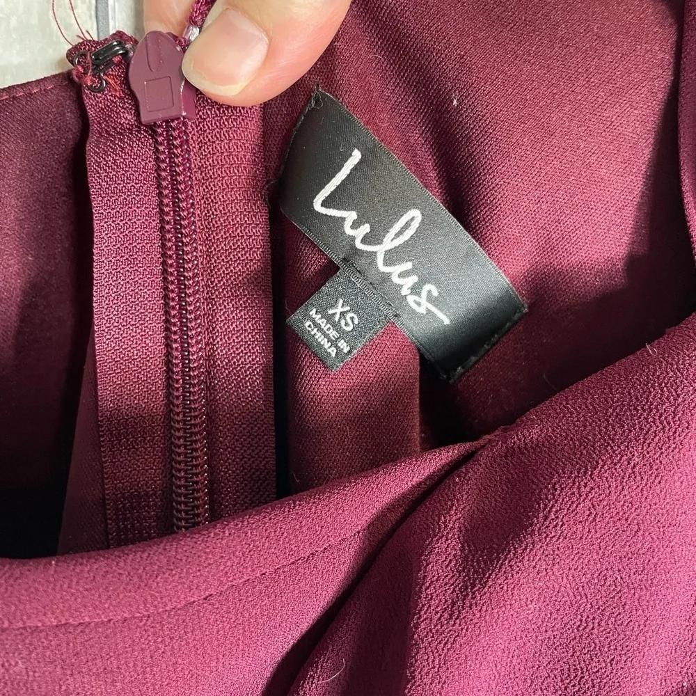 Lulus maxi dress burgundy cherry red make me move wedding guest long gown xs - Picture 7 of 9